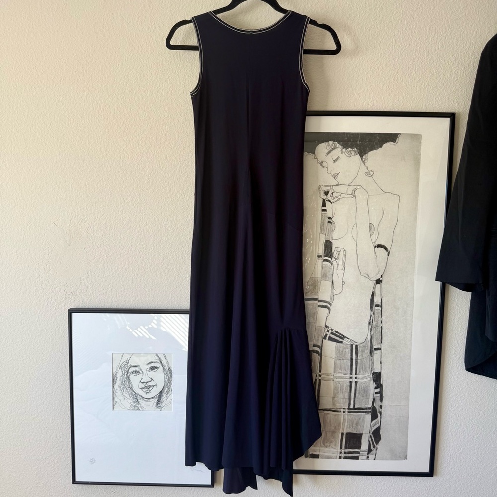 Vintage Marithé François Girbaud Sleeveless Asymmetrical Navy Black Dress - Picture 7 of 10